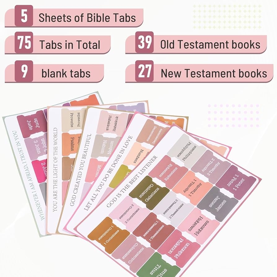 Amazon Bible Tabs 75 Tabs Bible Tabs For Women And Men Laminated Bible Tabs Large Print Bible Book Tabs Boho Theme Bible Index Tabs Neutral Labels Tabs For Bible Chapters 