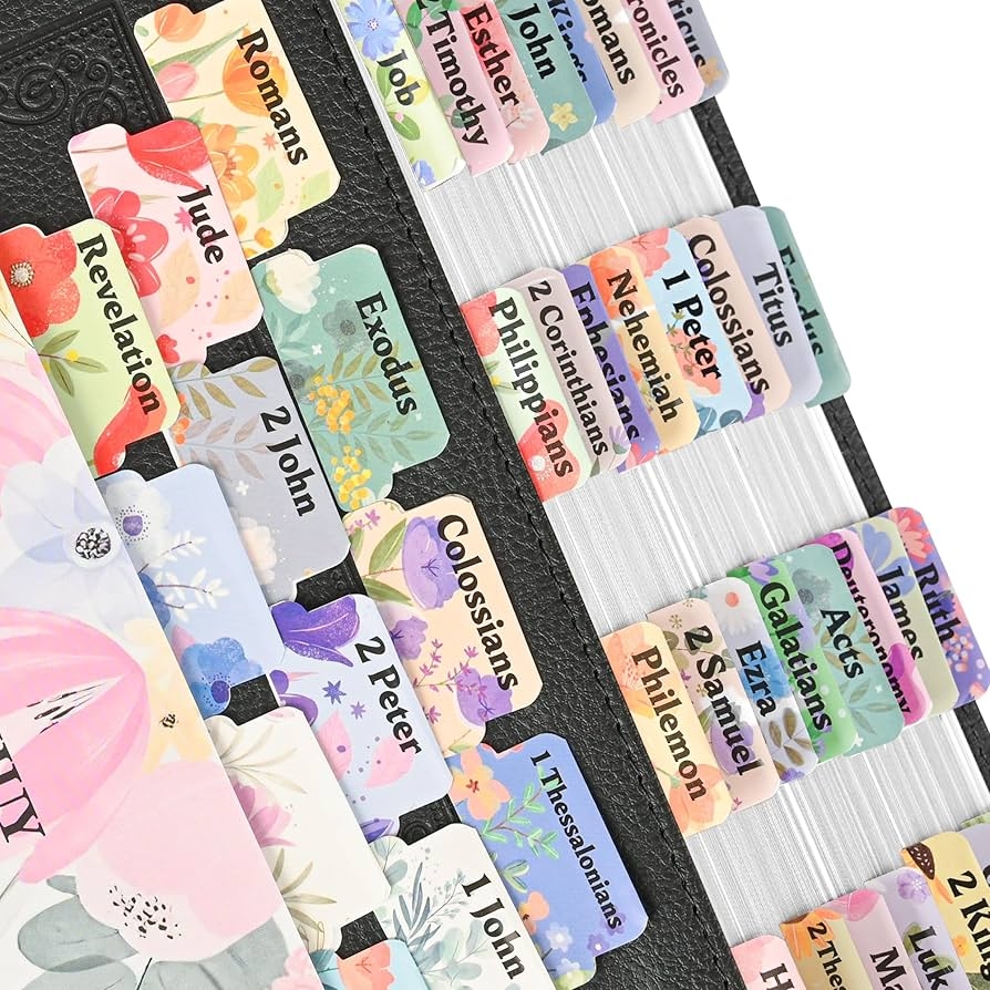 Amazon Bible Tabs 80 Laminated Bible Book Tabs Bible Journaling Supplies Bible Tabs For Women Men Study Bible Personalized Bible Index Tabs Quick Reference Easy To Read Floral Office Products