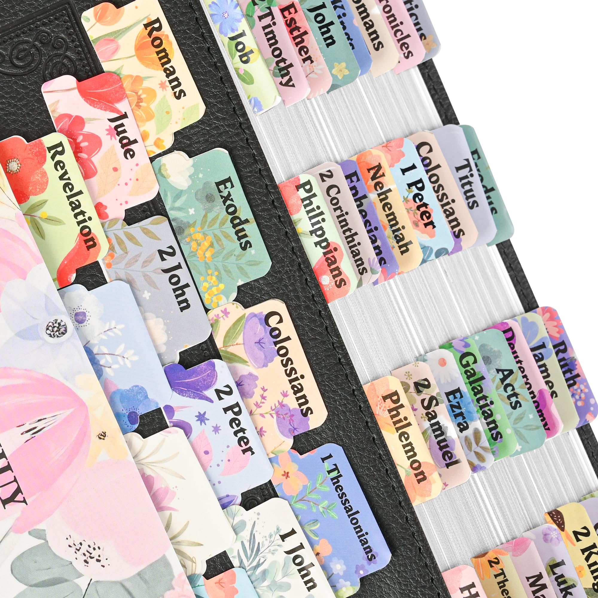 Amazon Bible Tabs 80 Laminated Bible Book Tabs Bible Journaling Supplies Bible Tabs For Women U0026 Men Study Bible Personalized Bible Index Tabs Quick Reference Easy To Read Floral Office Products