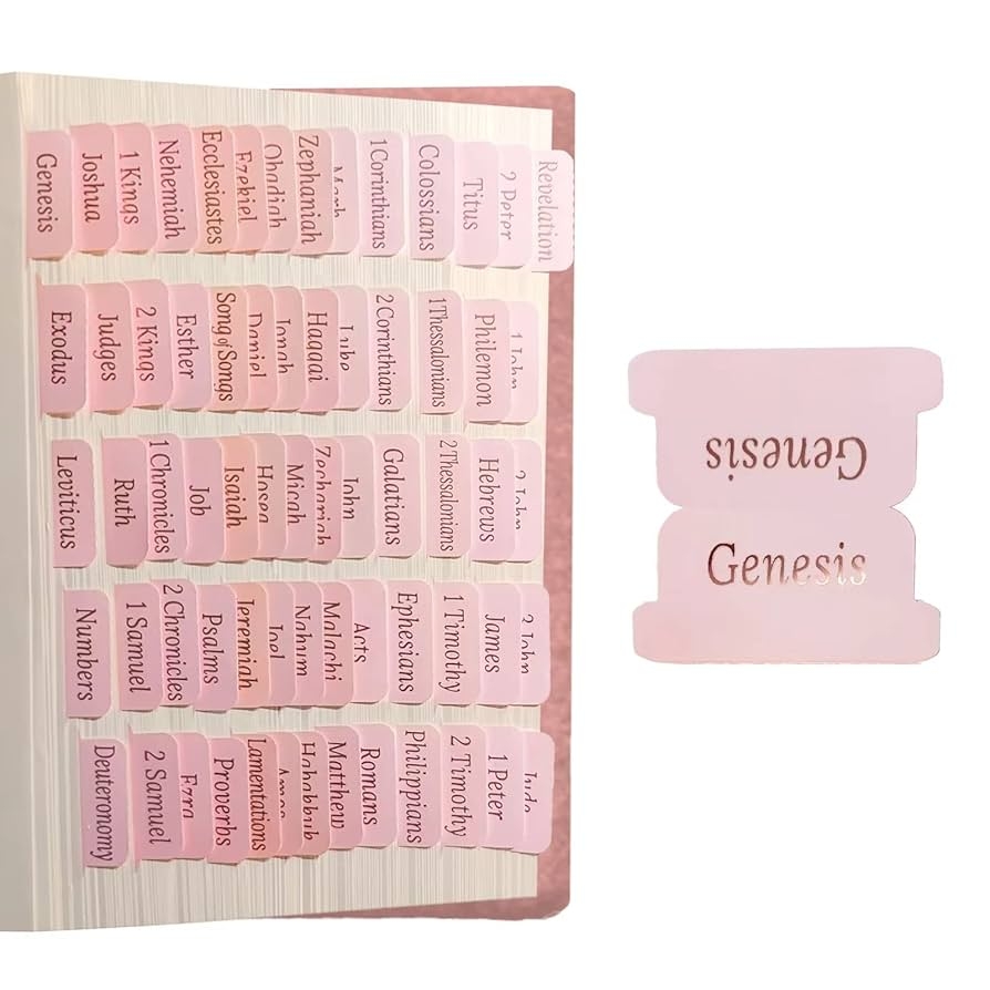 Amazon Bible Tabs For Journaling Supplies Pink For Women And Girls Laminated Rose Gold Large Print Index Tabs Old And New Testament For Study Office Products