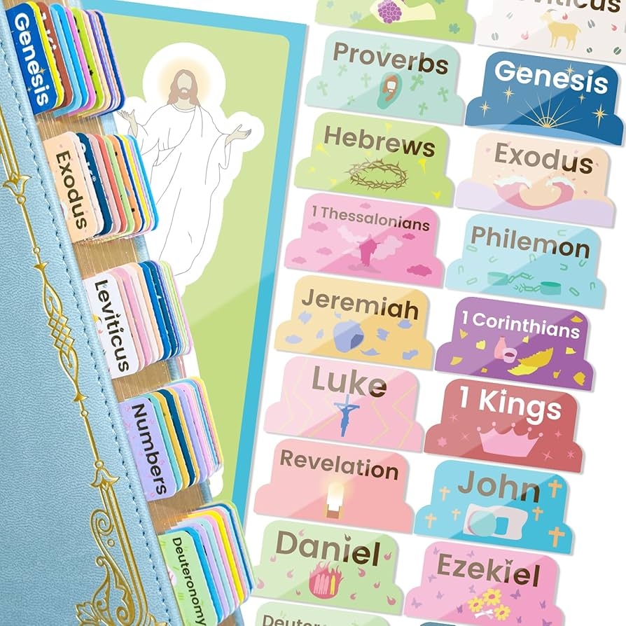 Amazon Bible Tabs With Unique Stickers Bible Tabs For Women Laminated Bible Tabs Christian Gifts Large Print Bible Tabs For Easy Navigation Bible Book Index Tabs Labels Bible Study Supplies Colorful 