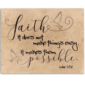 Amazon Bible Verse Faith It Does Not Make Things Easy Luke 1 37 11x14 Unframed Print Inspiring Wall Art Prayer Catholic And Religious Gift Scripture Christian Wall Decoration Faith In God Quote