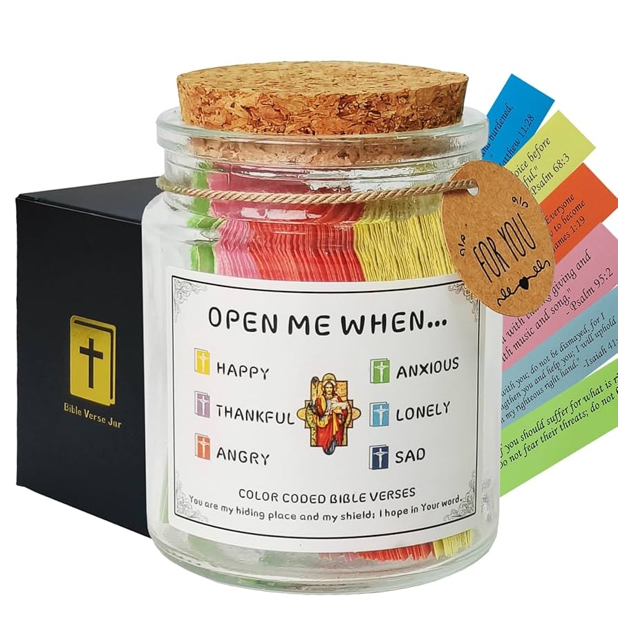 Amazon Bible Verse Jar Color Coded Bible Verses In A Jar Christian Gifts For Women Men Mom Bible Study Supplies Birthday Gifts For Women Men Home Kitchen
