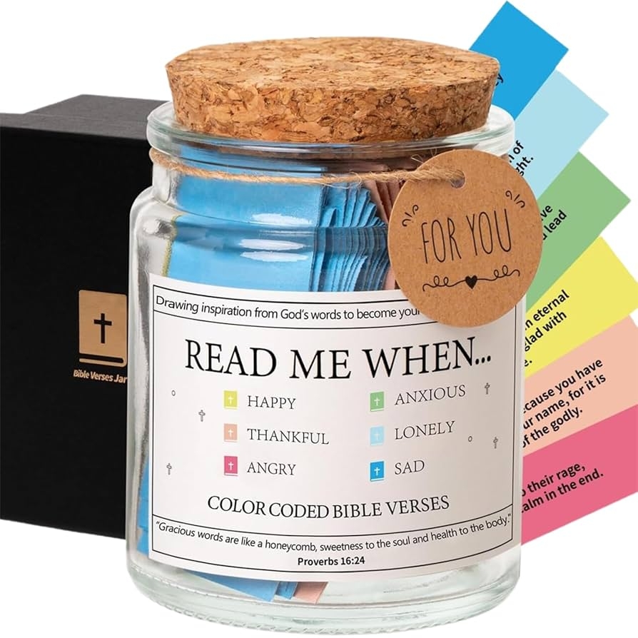 Amazon Bible Verse Jar Read Me When Bible Verses Jar Glass Scripture Prayer Jar Coloring Bible Verse Prayer Request Scripture Cards Inspirational Bible Quotes Scrip Container For Emotions And Feelings A 