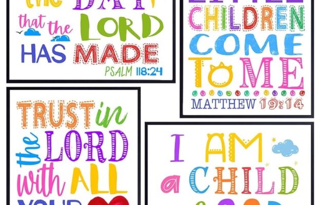 Amazon Bible Verse Kids Room Decor Baby Nursery Decor Christian Wall Art Toddler Boys Room Decoration Little Girls Bedroom Picture Religious Scripture Wall Poster 8x10 Spiritual