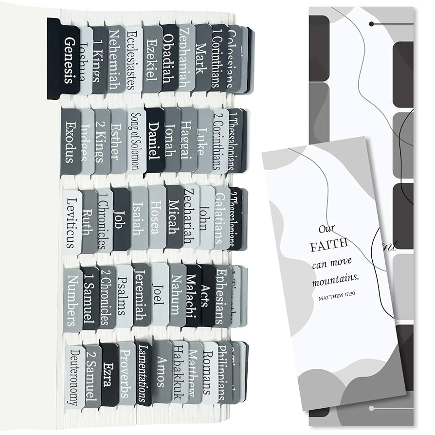 Amazon Black Grey Bible Tabs For Men Women Kids Laminated Catholic Bible Index Tabs Bible Study Journaling Supplies Large Print For Old And New Testament With 19 Blanks Tear Resistant Waterproof 