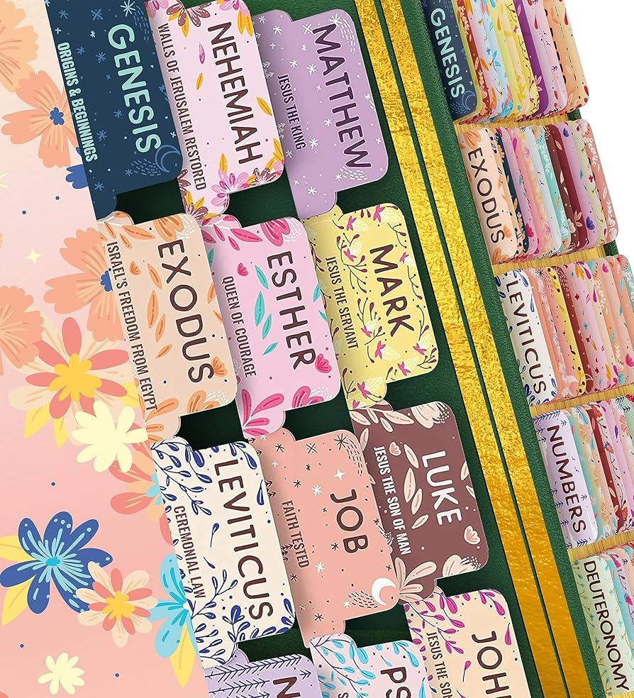 Amazon Bloom Diamond Bible Tabs For Women Study Bible Soul Nourishing Book Summaries 66 Peel and Stick Large Print Laminated Bible Book Tabs Floral Tabs For Bible Study Supplies The