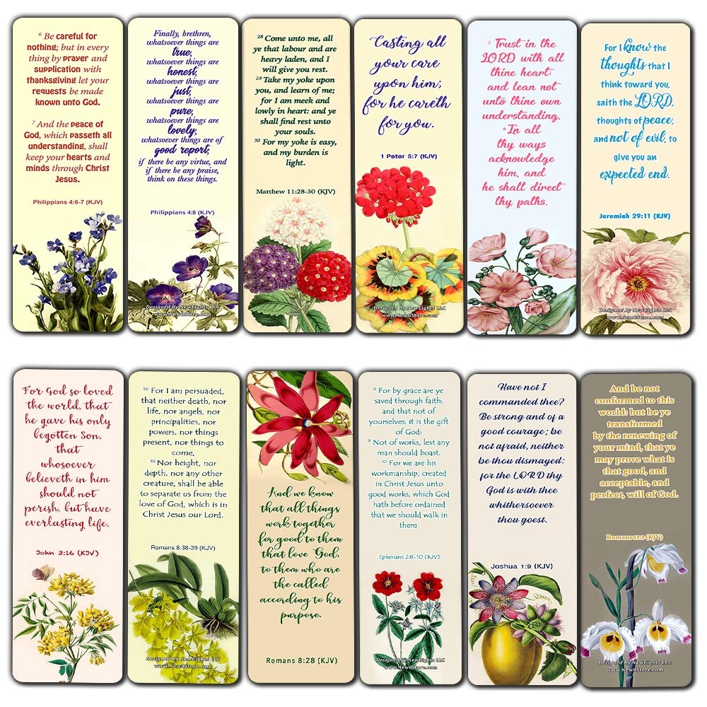 Amazon Christian Flower Bookmarks For Women Girls Tweens KJV Scriptures Series 1 30 Pack Bible Verse John 3 16 Jeremiah 29 11 Joshua 1 9 Encouragement Gifts Stocking Stuffers Church Supplies VBS Office Products