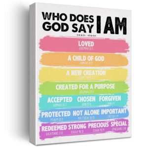Amazon Christian Kids Affirmations Wall Art Canvas Painting Bible Verse Print Framed God Say I Am Scripture Identity In Christ Canvas Poster Sign For Classroom Nursery Home Decor 12x15 Inch Posters
