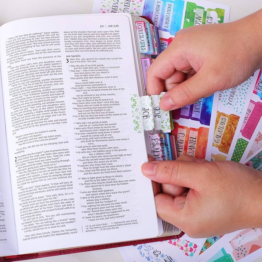 Amazon Colorful Floral Bible Tabs Laminated With Matte Film Cute Bible Tabs For Women And Girl 90 Bible Index Tabs In Total 66 Tabs For Old And New Testament Additional 24
