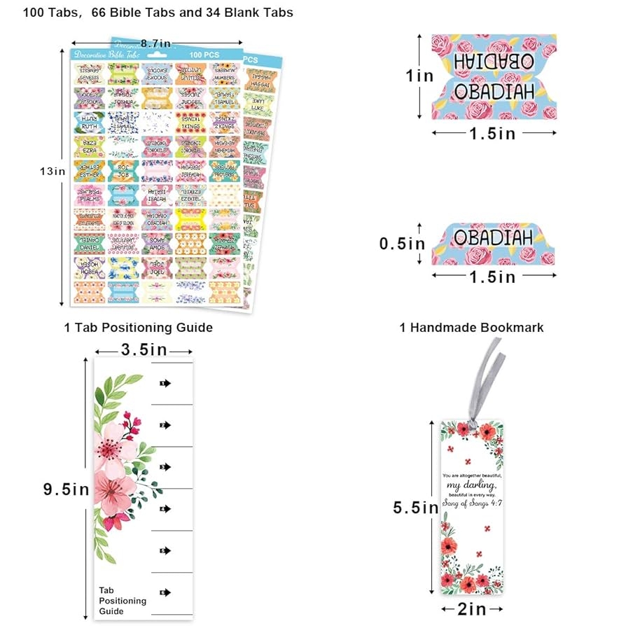 Amazon Decorative Laminated Bible Tabs 100PCS Cute Bible Tabs For Women And Girl 66 Book Tabs 34 Blank Tabs For Old And New Testament Office Products