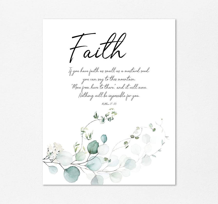 Amazon Faith Wall Art Botanical Bible Verse Print Scripture Gift Idea Christian Home Decor UNFRAMED 8x10 Crafty Cow Design Home Kitchen
