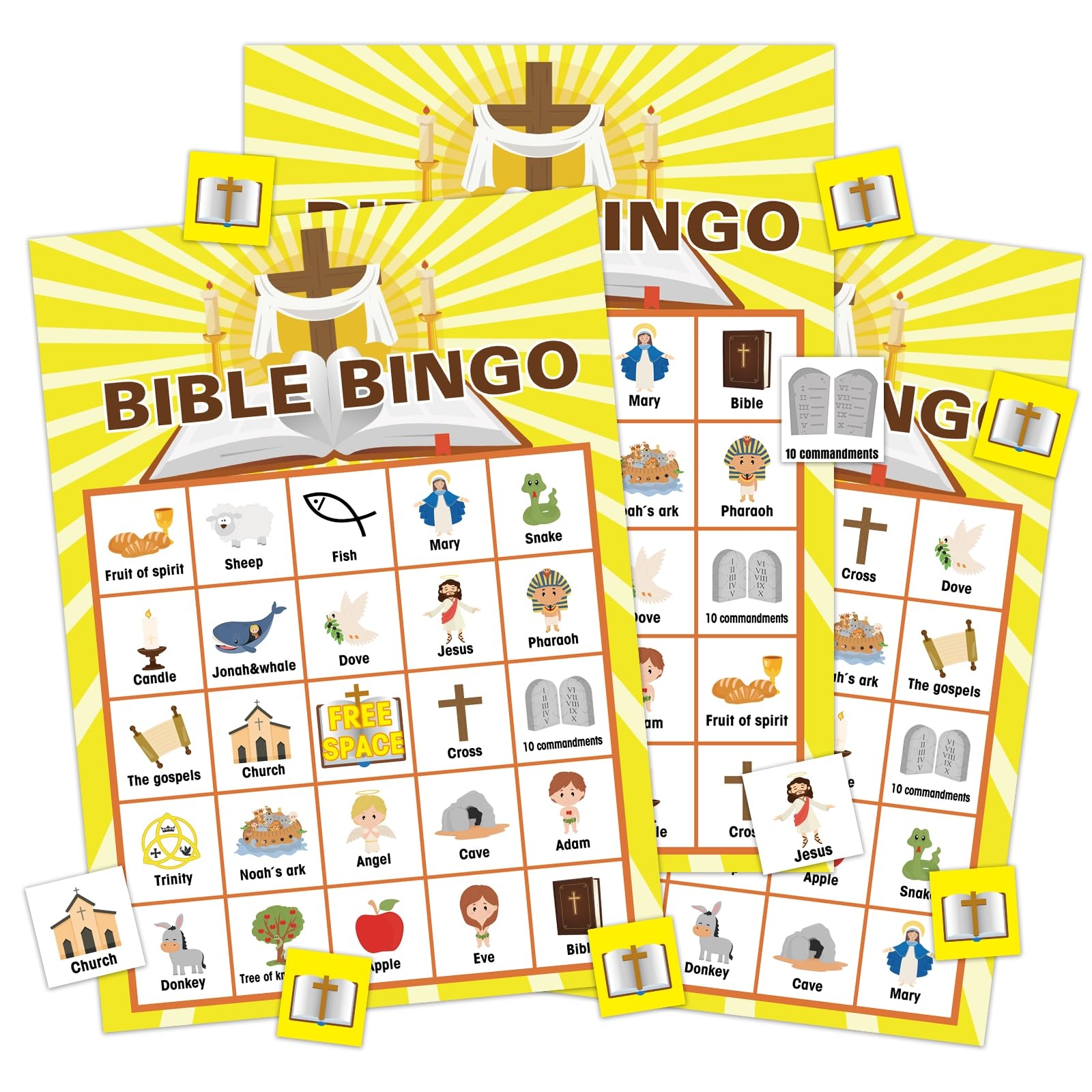 Amazon FLYAB Bible Bingo Game For Kids Adults 26 Players Christian Bible Bingo Cards Religious Bible Activities Games For Vacation Bible School Sunday Church Family Open Day Holiday Party Supplies