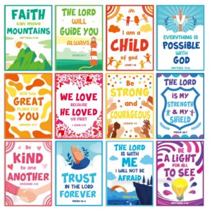 Amazon Gisgfim 12 Pcs Kids Ministry Bible Quotes Posters For Sunday School Lessons Educational Wall Art Decorations For Classroom Motivational Religious Bulletin Board Chart For VBS Elementary Middle School Office Products