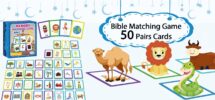 Amazon Gisgfim 50 Pairs Memory Matching Game Bible Concentration Memory Card Games For Kids Educational A Fun U0026 Fast Christian Bible VBS 2025 Easter Biblical Theme Matching Games Toys U0026 Games