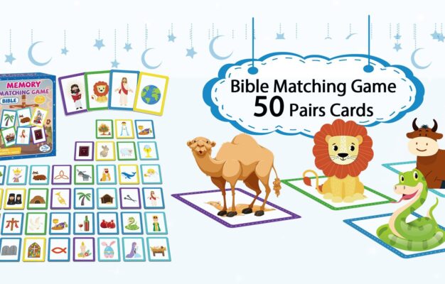 Amazon Gisgfim 50 Pairs Memory Matching Game Bible Concentration Memory Card Games For Kids Educational A Fun U0026 Fast Christian Bible VBS 2025 Easter Biblical Theme Matching Games Toys U0026 Games