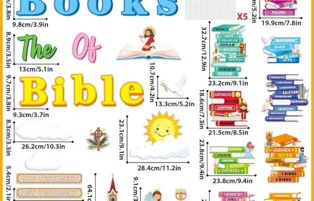 Amazon Gisgfim Books Of The Bible Bulletin Board Decorations Set Back To School Classroom Religious Paper Cutouts Colorful Christian Jesus Bulletin Board Decor For Sunday School Nursery VBS Chalkboard Wall Office