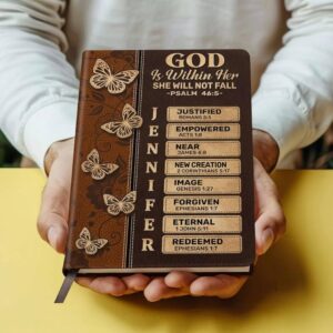 Amazon God Is Within Her She Will Not Fall Personalized Leather Cover Notebook Personalized Christian Journal For Her Bible Scripture Study Journal Religious Journal Gift For Women Bible Verse Gift