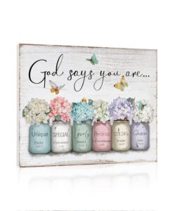 Amazon Inspirational Bible Verse Wall Art God Says You Are Wall Sayings Flowers In Mason Jar Picture Print Christian Gift Quotes Poster For Women Girl Bedroom Decor 12 X 15 Posters