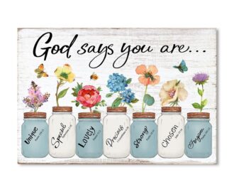 Amazon Inspirational Floral Canvas Wall Art God Says You Are Positive Quotes Wall Decor Flowers In Mason Jar Picture Motivational Bible Verse Poster For Women Bedroom Home Decoration 10 X 15 Posters