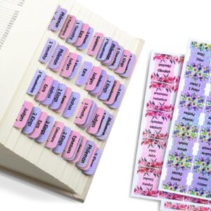 Amazon Laminated Bible Tabs 160 Tabs Large Flowers Print Stickers Dividers Tabs For Women Men Easy Navigation For Study Bible Tabs Bible Index Tabs Office Products