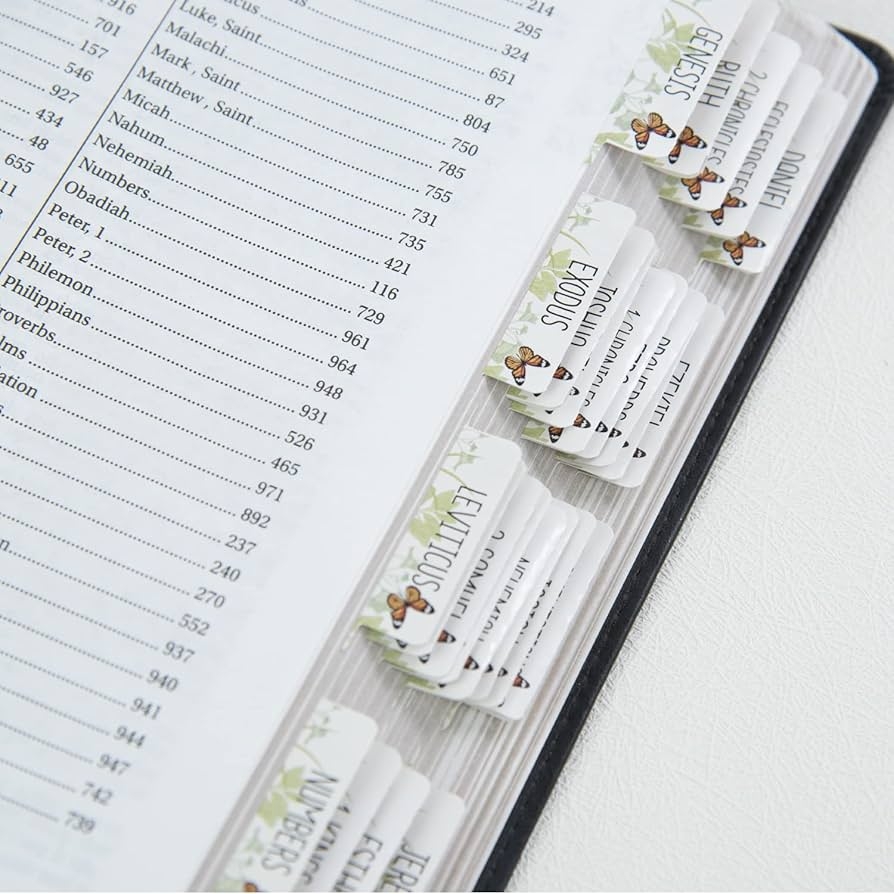 Amazon Laminated Bible Tabs For Study Bible Prefdo Butterfly Design 66 Bible Index Tabs 34 Blank Tabs Large Print Bible Book Stickers Old New Testament Bible Journaling Supplies For Women