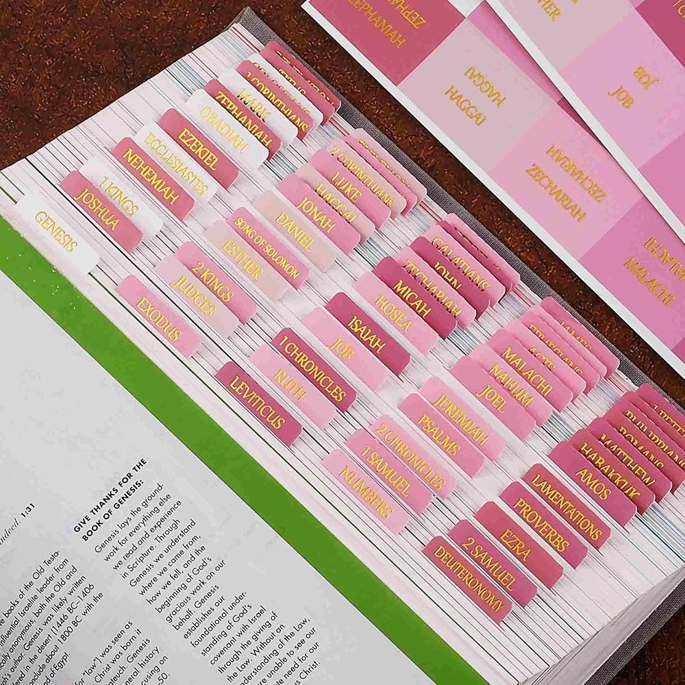 Amazon Laminated Bible Tabs Reposition Large Print Stickers Easy To Read And Apply Bible Tabs For Women And Man Gold Foil Pink Office Products
