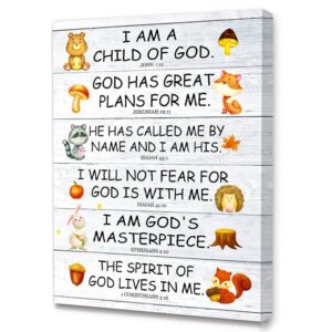 Amazon LISTNGBO Bible Verses Canvas For Kids I Am Child Of God Scripture Wall Art Christian Religious Wall Decor Ready To Hang For Nursery Classroom Bedroom 12 X 15 Posters Prints