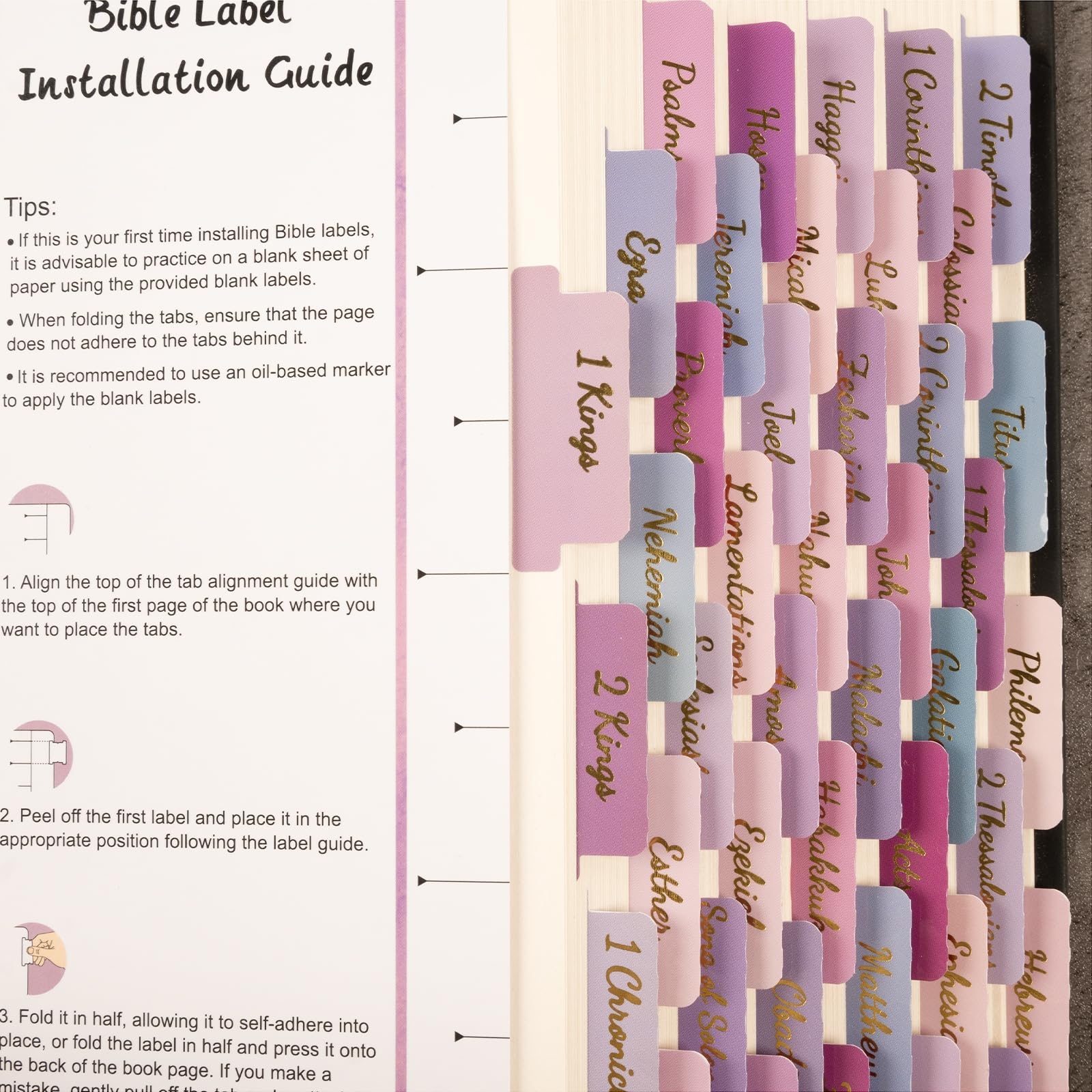 Amazon Lumintutu Laminated Bible Tabs Gold Foil Large Print Bible Study Journaling Supplies Christian Gift For Women And Men Index Tabs For Old And New Testament She Reads Truth Bible Purple