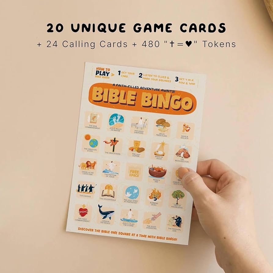 Amazon Markt Bible Bingo Game Bible Games For Adults And Family Sunday School Crafts Christian Games Faith Based Trivia Board Game And Church Classroom Resources Home Kitchen