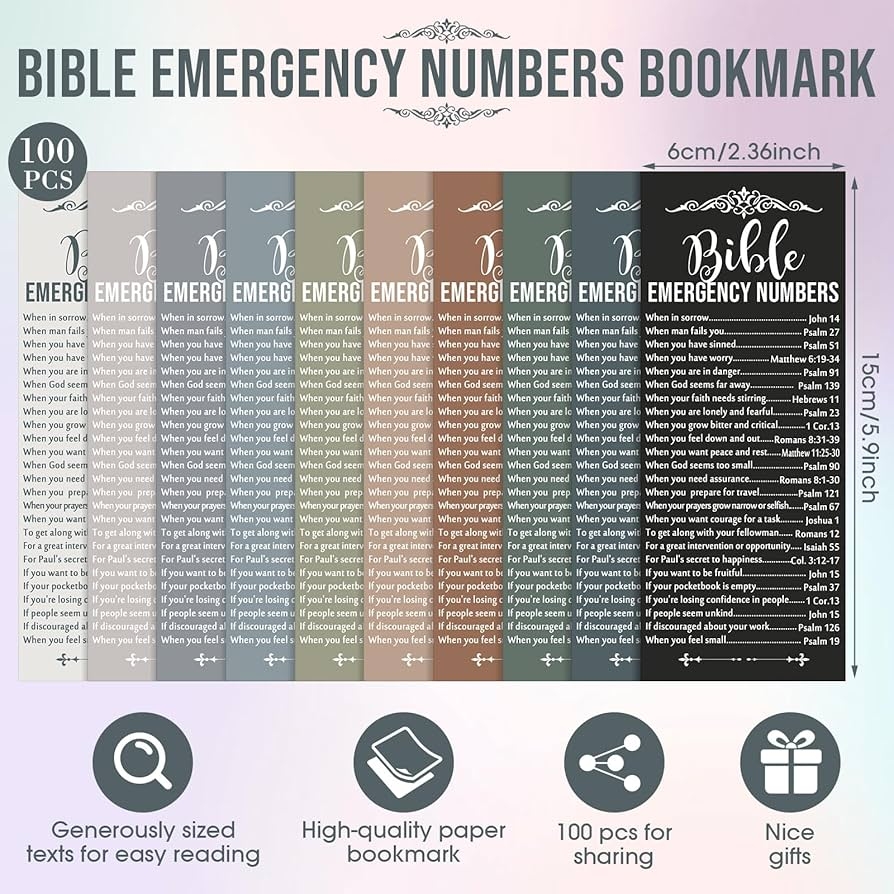Amazon Motiskyy 100 Pcs Christian Bible Emergency Numbers Bookmark Grandparents Day Church Gift 2 36 X 6 Religious Bible Verse Bookmark For Catholic Friend Sunday School Retreat Class Morandi Office Products