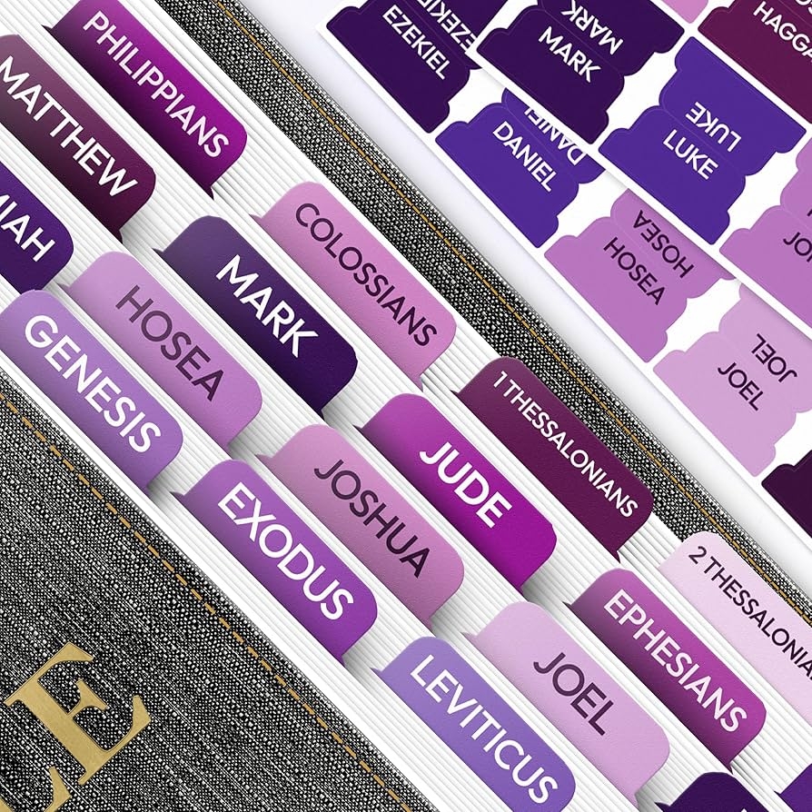 Amazon Only Zest Purple Bible Tabs 90 Large Print Bible Index Tabs For Study Bible Laminated Easy to Read Label Christian Gift For Women Men Kids Office Products