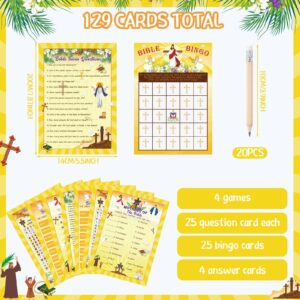 Amazon Pasimy 149 Pcs Bible Trivia Game 25 Players Christian Party Games Religious Trivia Word Search Scramble Bingo Paper Cards For Easter Vacation Bible School Sunday Church Family Open Day Supplies