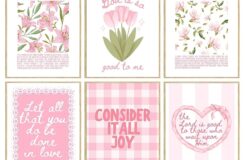 Amazon Pink Bible Verse Wall Art Set Of 6 Religious Preppy Wall Decor Christian Floral Room Decor For Girls Scripture Cute Posters For Bedroom Christian Paintings Jesus Canvas Print 8x10 Inch Unframed