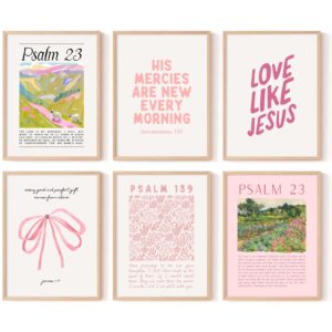 Amazon Pink Christian Wall Art Bible Verse Canvas Poster Floral Wall Decor Religious Pictures Girls Room Prints Scripture Poster Bundle Bow Artwork Trendy Preppy Painting For Bedroom 8x10 Inch Unframed Posters