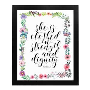 Amazon Proverbs 31 Woman Bible Verse Wall Art Our Scripture Wall Art Print Is The Ultimate Encouraging Christian Wall Decor Print For Home D corations Perfect Gift For That Special Lady Unframed 8x10 Home Kitchen