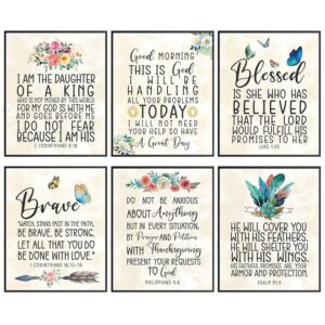 Amazon Religious Wall Decor Bible Verse Wall Art Motivational Christian Scripture Print Wall Decor For Bedroom Set Of 6 8x10 Inspirational Quote Poster Girls Room Daughter Gifts Gift For Women Posters