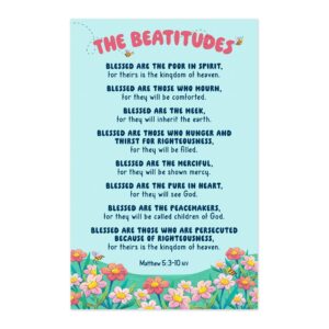 Amazon The Beatitudes Matthew 5 3 10 Bible Verse Poster For Kids 17 X 11 Display Laminated Full Color Illustrated Print Educational Kids Bible Posters For Classroom Homeschool Sunday School Office Products