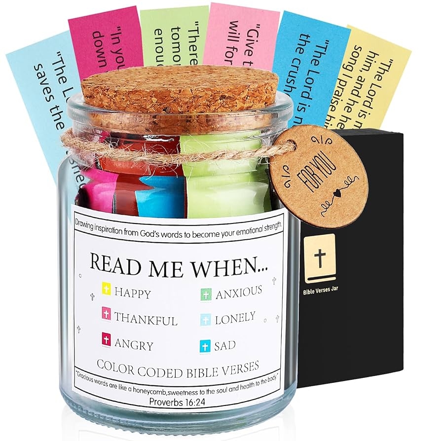 Amazon The Hope Jar Bible Verses Glass Prayer Jar Christian Gifts For Women Color Coded Bible Verses Home Kitchen