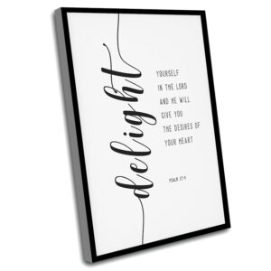 Amazon The Office Decorations Psalm 37 4 Bible Verse Wall Art Printable Bible Quote Christian Decor Calligraphy Bible Verse Prints Delight Yourself In The Lord 16x24 Inch Framed Wall Art Posters Prints