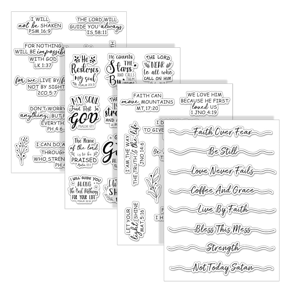 Amazon Whaline 4 Sheet Bible Verse Words Clear Stamps Christian God Jesus Silicone Transparent Stamps Border Stamp Cards For DIY Craft Card Making Scrapbooking Embossing Album Decor Arts Crafts Sewing