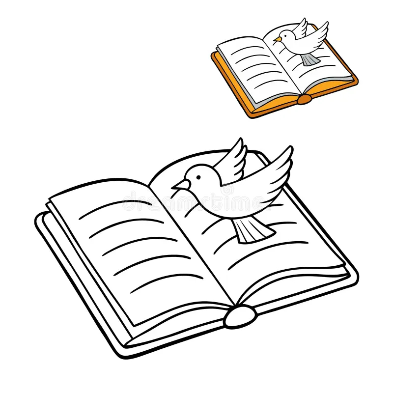 An Open Bible With Detailed Pages And A Graceful Dove Above Symbolizing Peace Stock Vector Illustration Of Calligraphy Brand 353255651