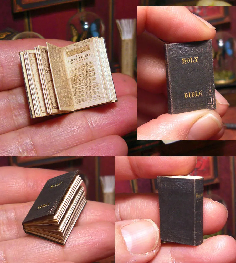 Antique Holy Bible PRINTABLE Digital Download Miniature Illustrated King James Version Dollhouse 1 12 Scale With A Easy Tutorial Etsy