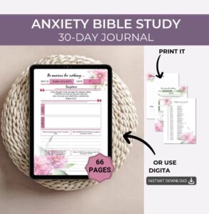 Anxiety Bible Study Journal 30 day Scripture Study Guide Bible Study For Women Ministry Printable Bible Worksheets Digital Bible Journal Etsy