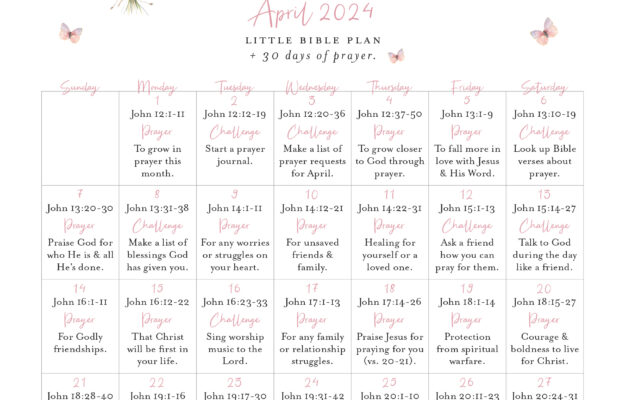 April 2024 Bible Reading Plan 30 Days Of Prayer Little Faith Blog