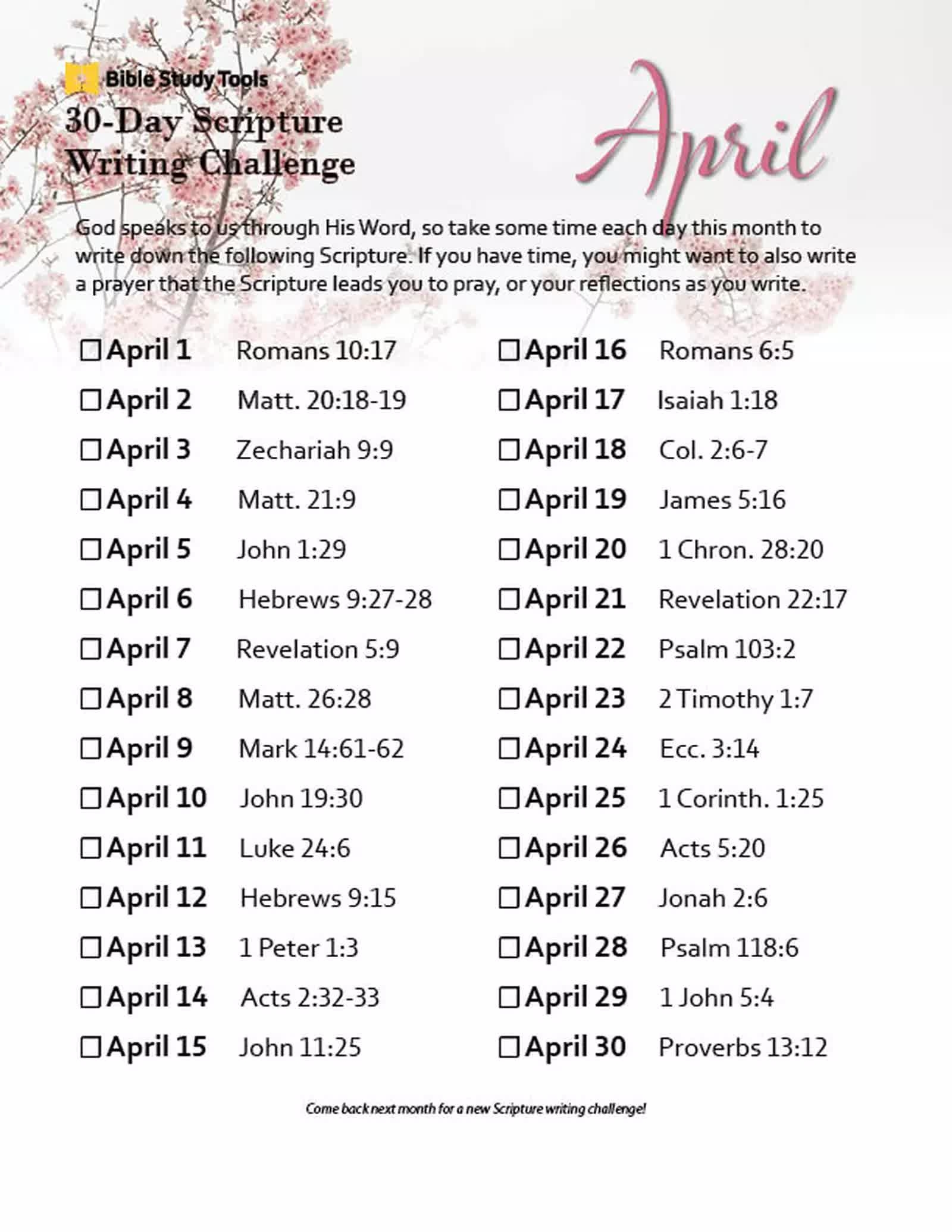 April s 30 Day Scripture Writing Challenge Bible Study Tips Bible Study Tools