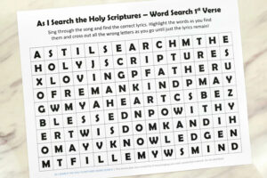 As I Search The Holy Scriptures Word Search Primary Singing