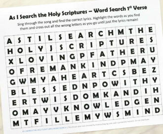 As I Search The Holy Scriptures Word Search Primary Singing