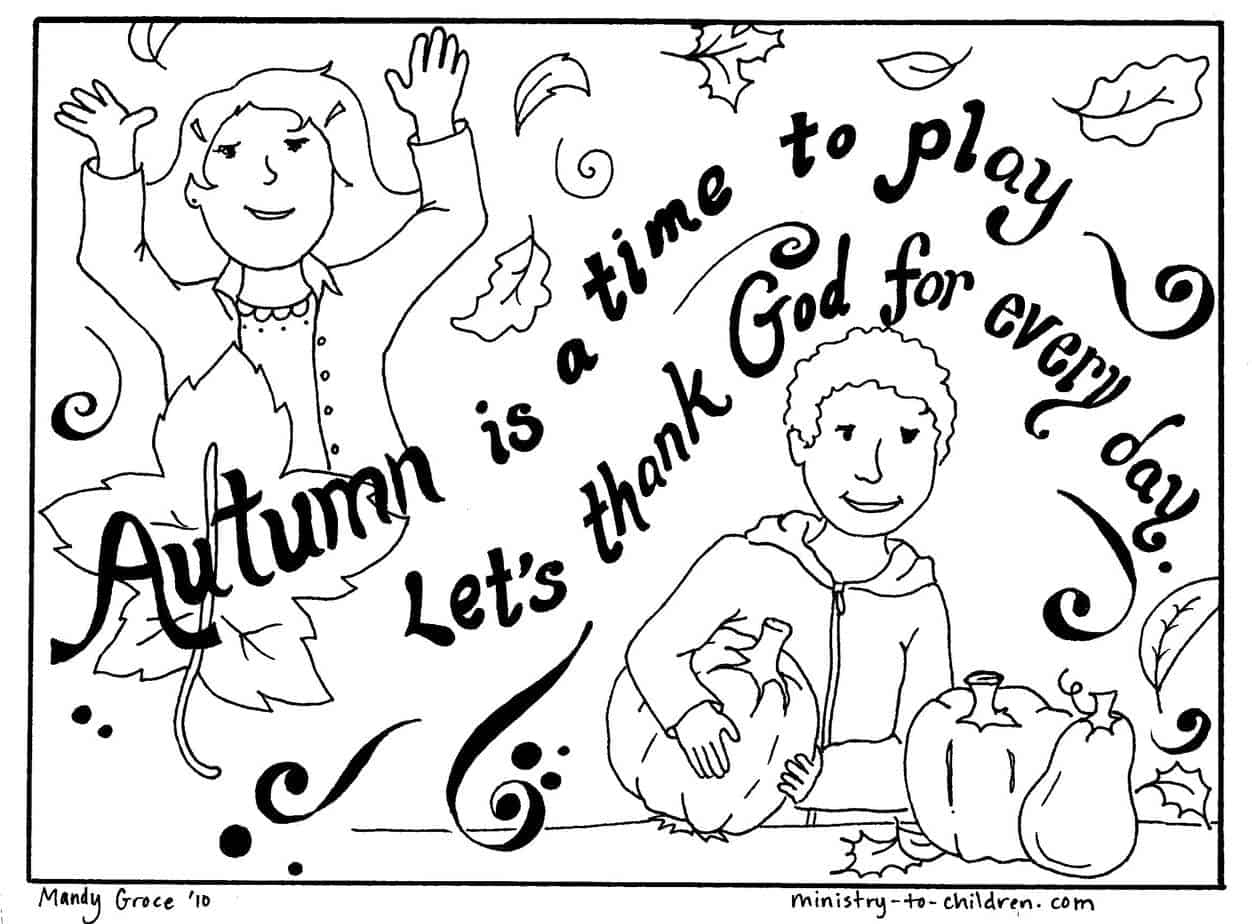 Autumn Coloring Page Let s Thank God Kids Bible Lessons