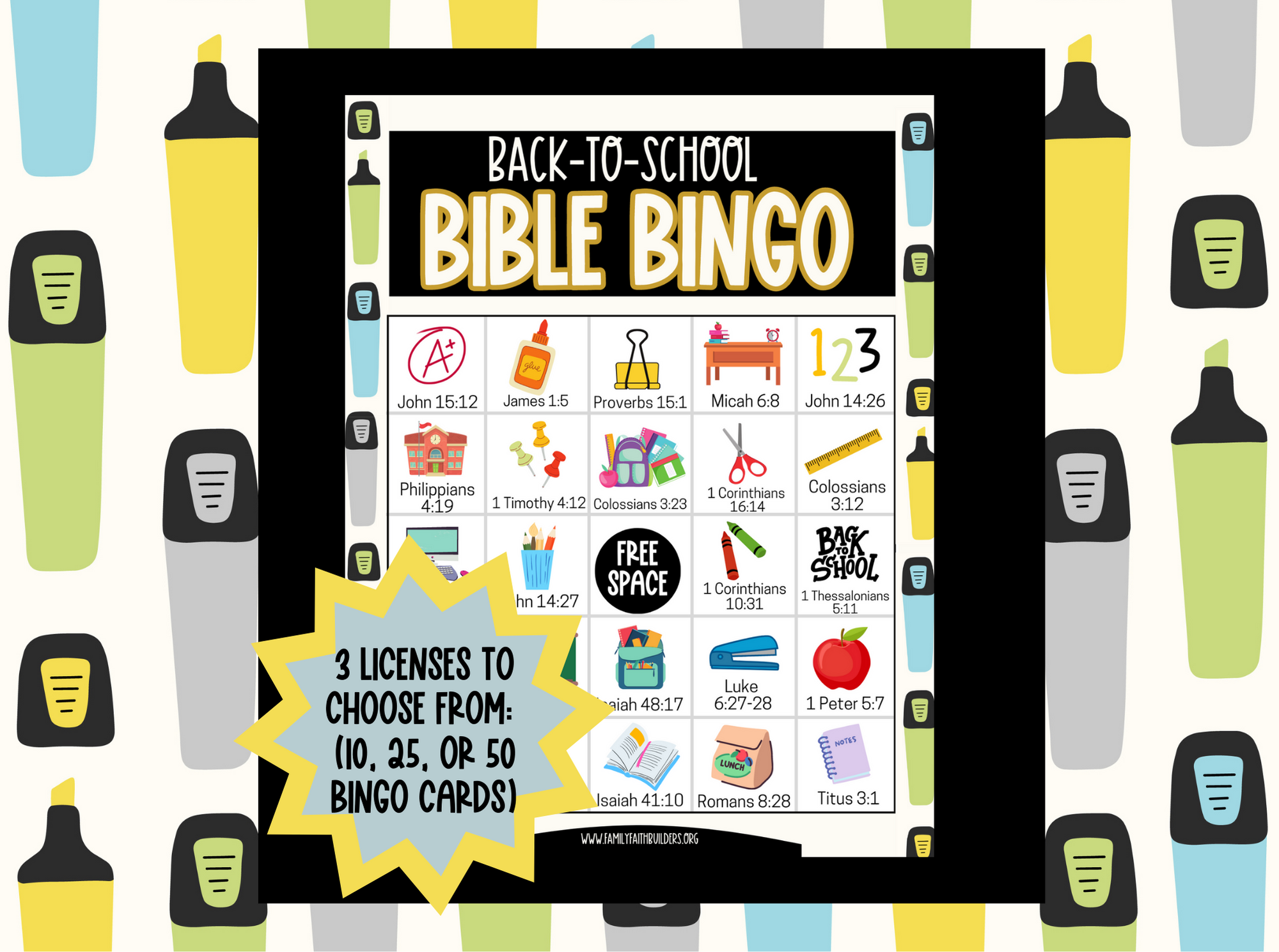 Back to School Bible Bingo Family Event Deeper KidMin